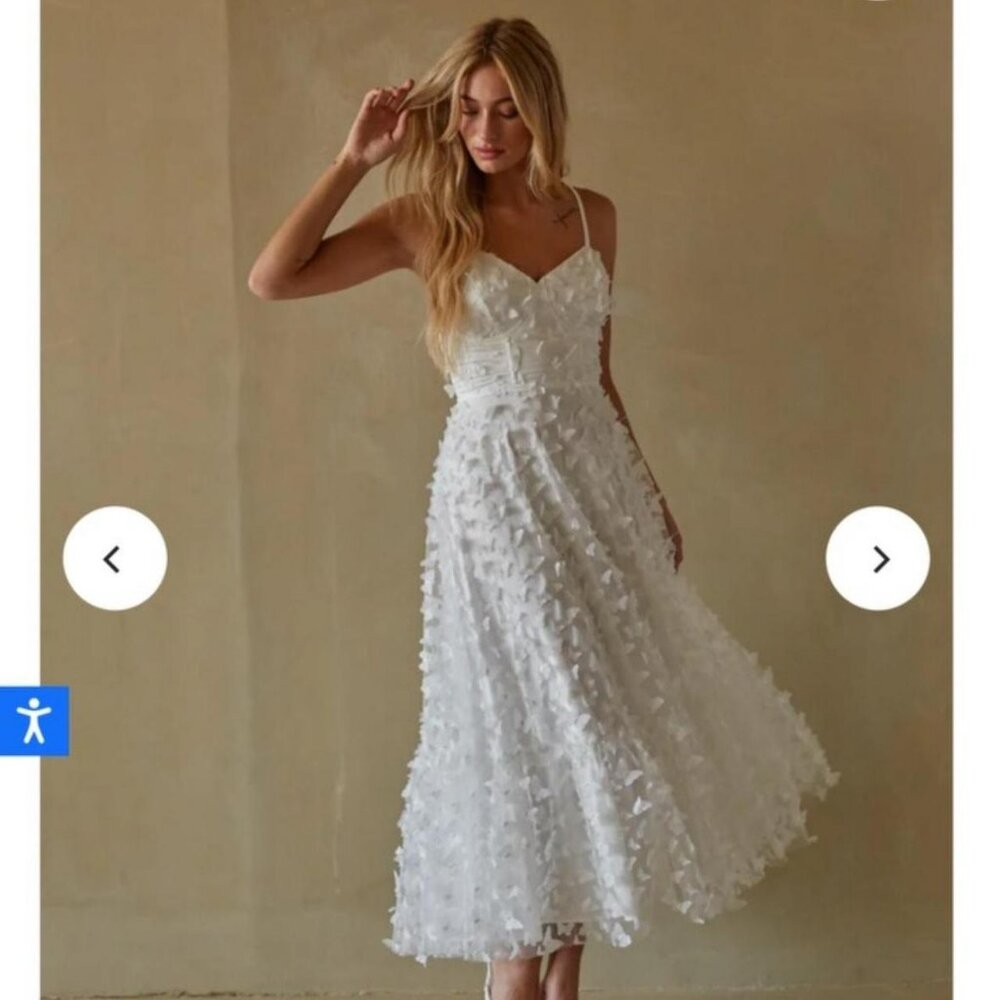 Medium American Threads White Butterfly Dress
